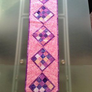 Quilted Pinks & Purples Table Runner 53 1/2" x 12 1/2" Table Topper Handmade